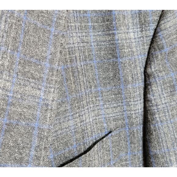 Joseph Abboud Heritage Marzotto Super 110s 100% Wool Gray Blue Plaid Blazer✨️44R - Picture 3 of 15